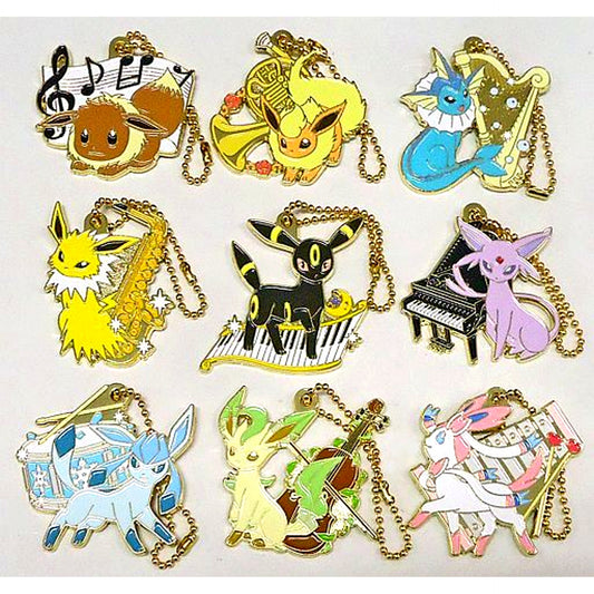 Set of 9 G Prize Metal Charm Ichiban Kuji Pokemon Eievui & Melodies [USED]