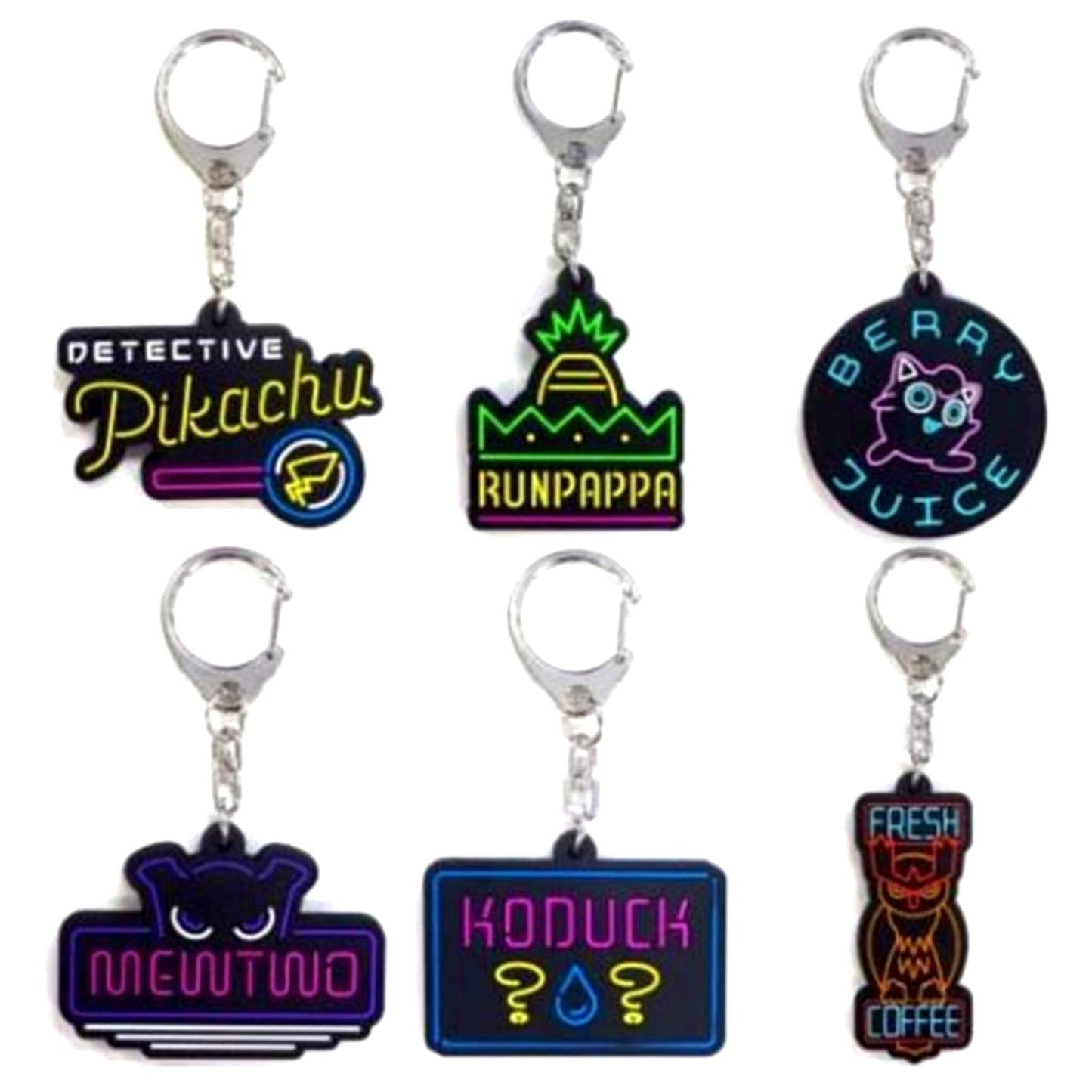 Set of 6 Detective Pikachu Rubber Keychain Collection Pokemon Center Limited [USED]