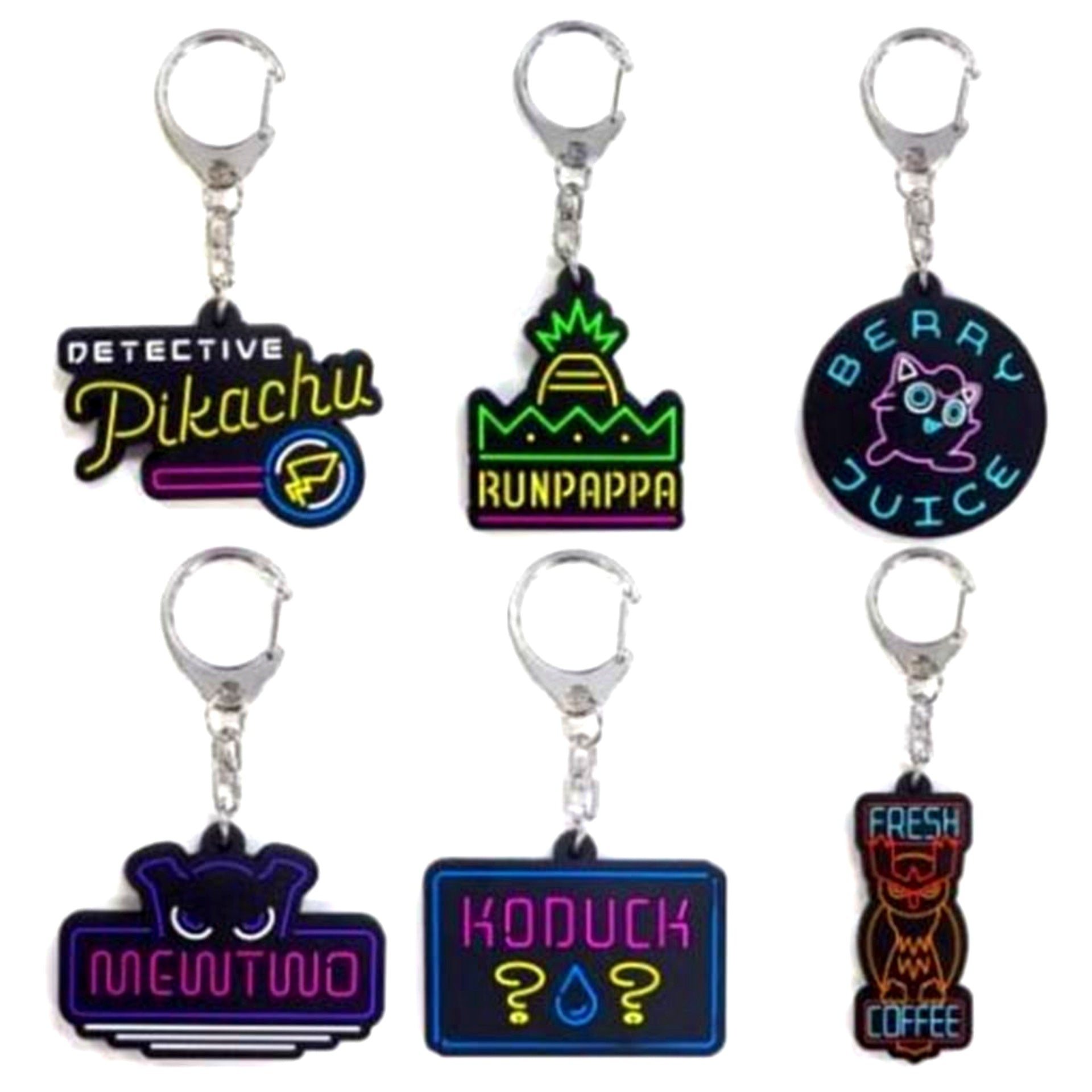 Set of 6 Detective Pikachu Rubber Keychain Collection Pokemon Center Limited [USED]