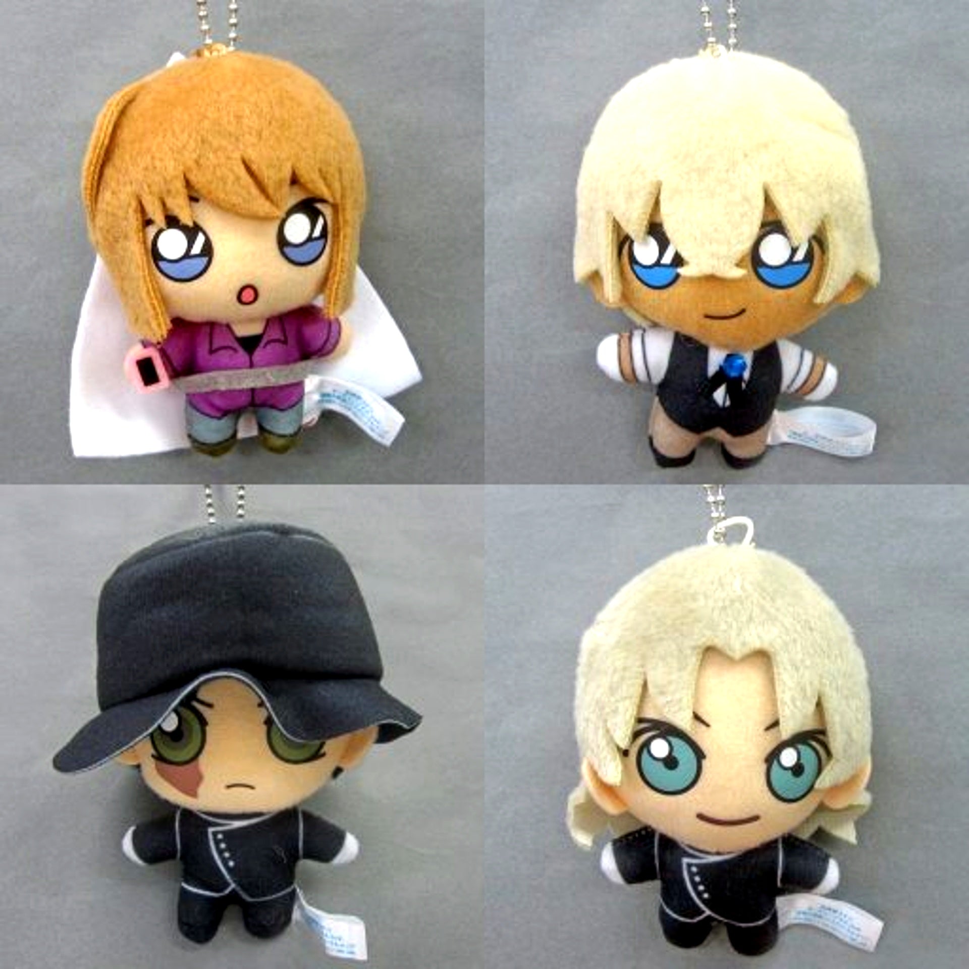 Set of 4 Detective Conan Keychain Mascot Jet-Black Mystery Train [USED]