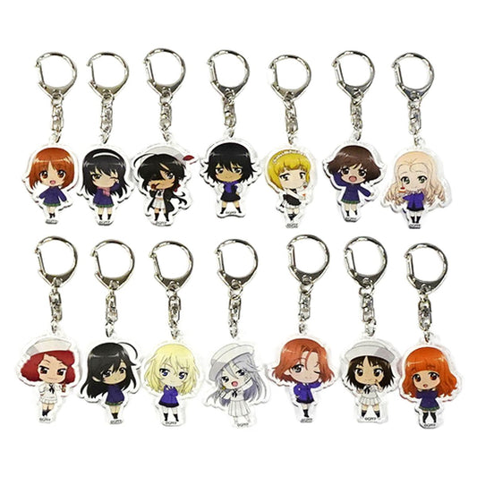 Girls und Panzer das Finale Part 2 Miho Nishizumi & Others Acrylic Keychain Theater Limited All 14 Types Set Keychains [USED]