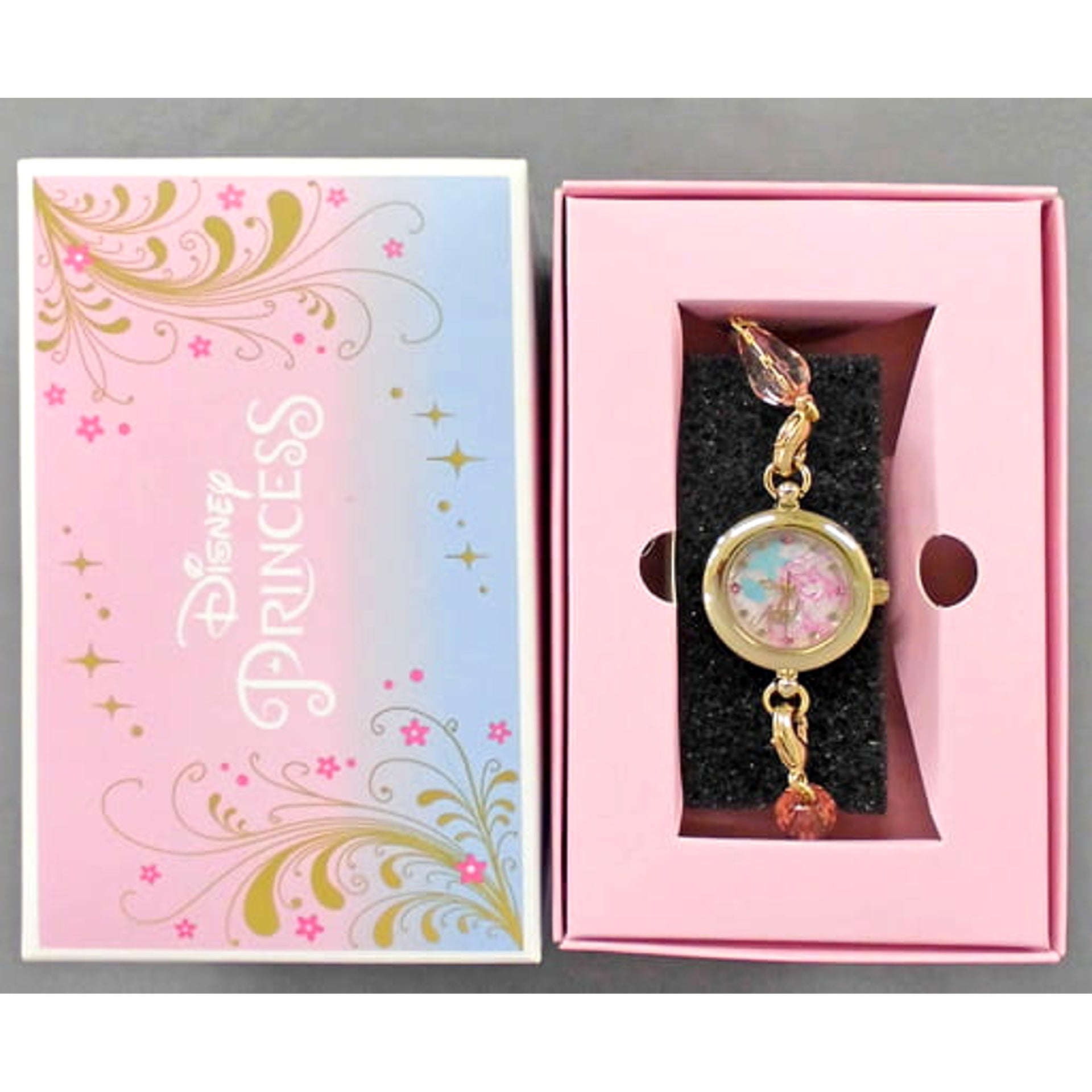 Disney Princess Ariel Premium Rhinestone Chain Bracelet Watch Gold Ver. [USED]