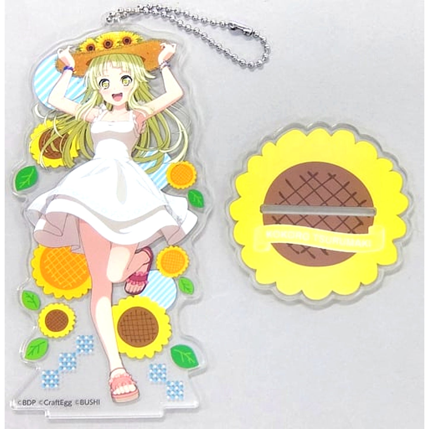 Kokoro Tsurumaki BanG Dream! Girls Band Party! Acrylic Stand Keychain Sunflower ver. 2019 Summer in Shibuya Marui [USED]
