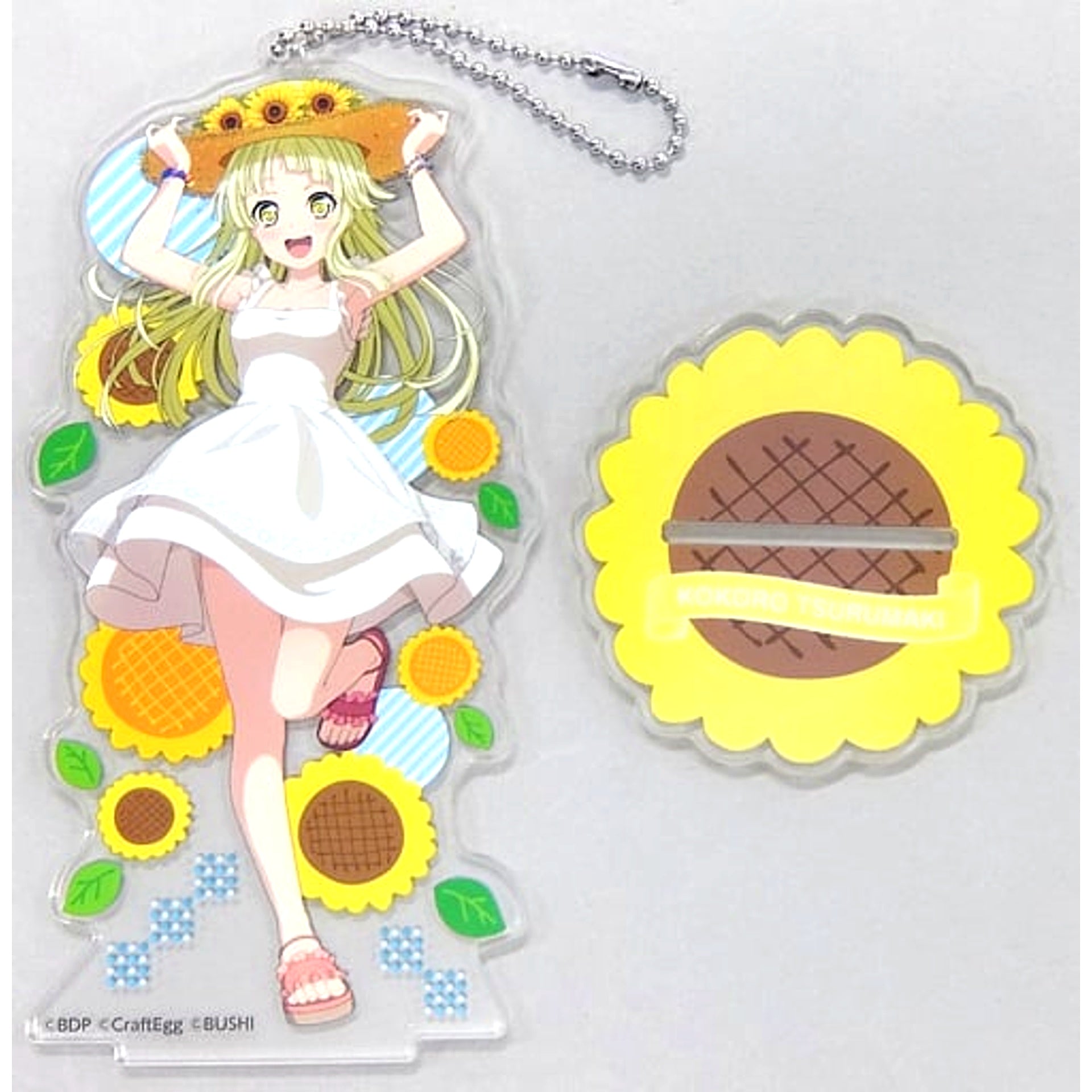 Kokoro Tsurumaki BanG Dream! Girls Band Party! Acrylic Stand Keychain Sunflower ver. 2019 Summer in Shibuya Marui [USED]