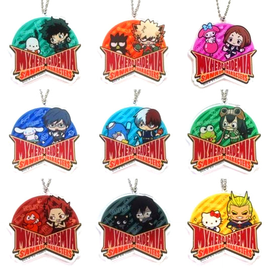 Set of 9 My Hero Academia Sanrio Characters Tokyu Hands Trading Acrylic Keyring [USED]
