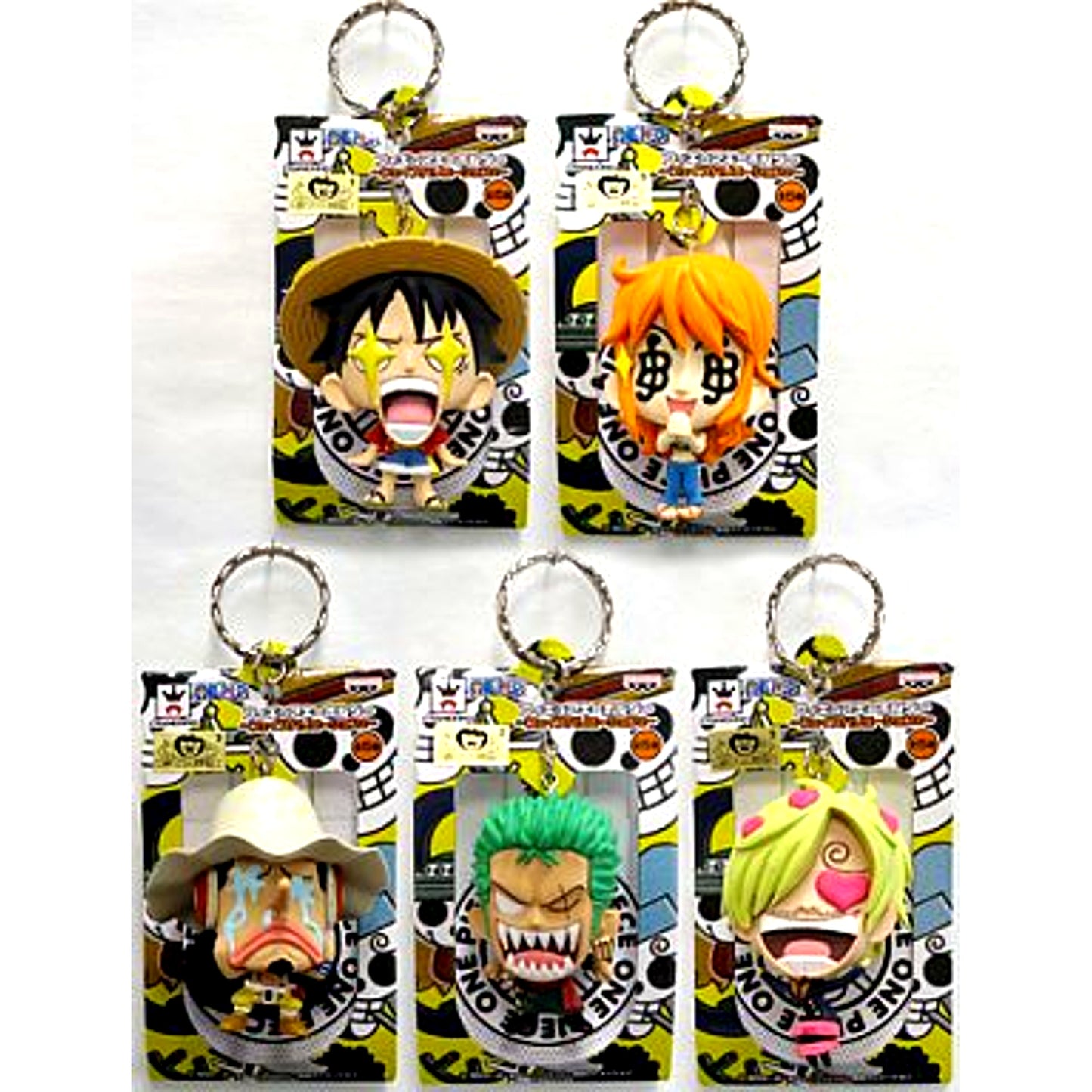 Set of 5 One Piece Figure Keychain Face Variation 2 [USED]
