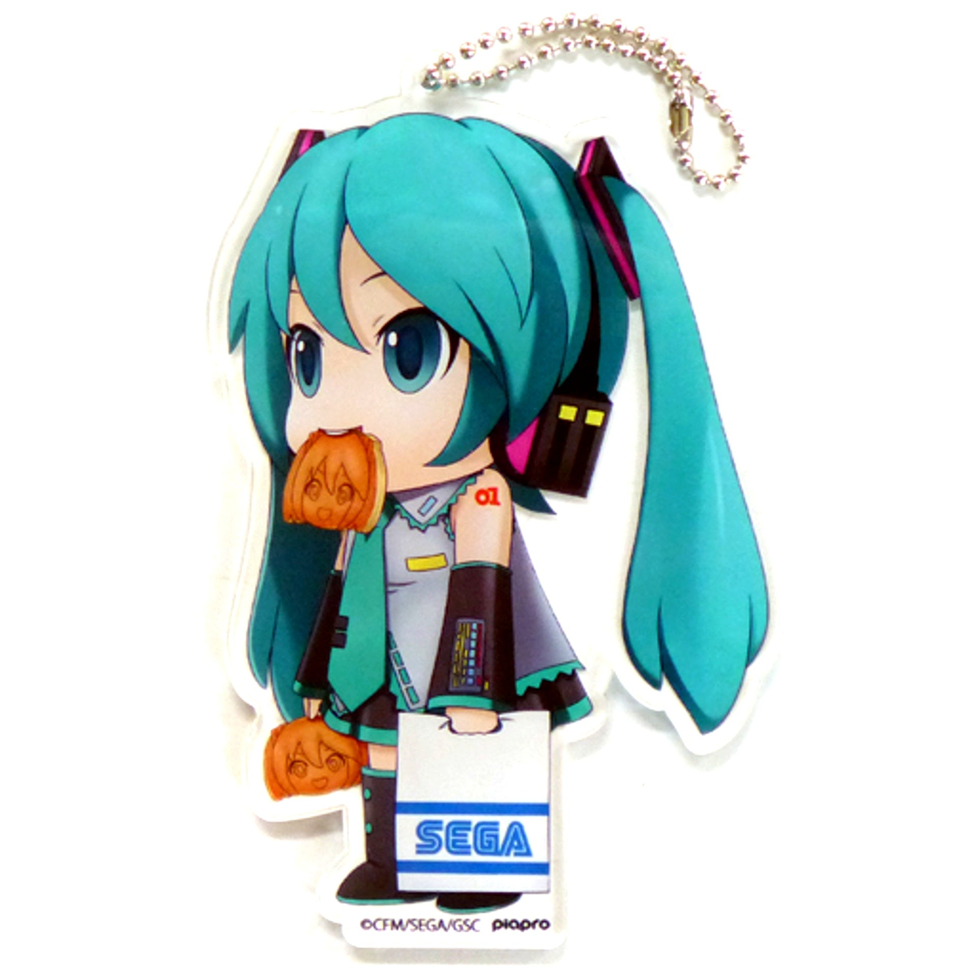 Mikudayo Holding Ningyoyaki in Mouth Acrylic Keychain Vocaloid Hatsune Miku Project DIVA 10th Anniv Campaign Sega Ltd [USED]