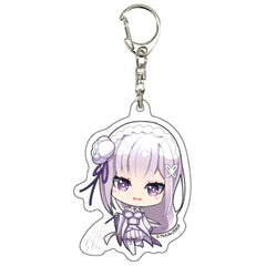 Re:ZERO -Starting Life in Another World- Emilia Hanabi Acrylic Keychain Chibi Character Summer Ver. Keychains [USED]