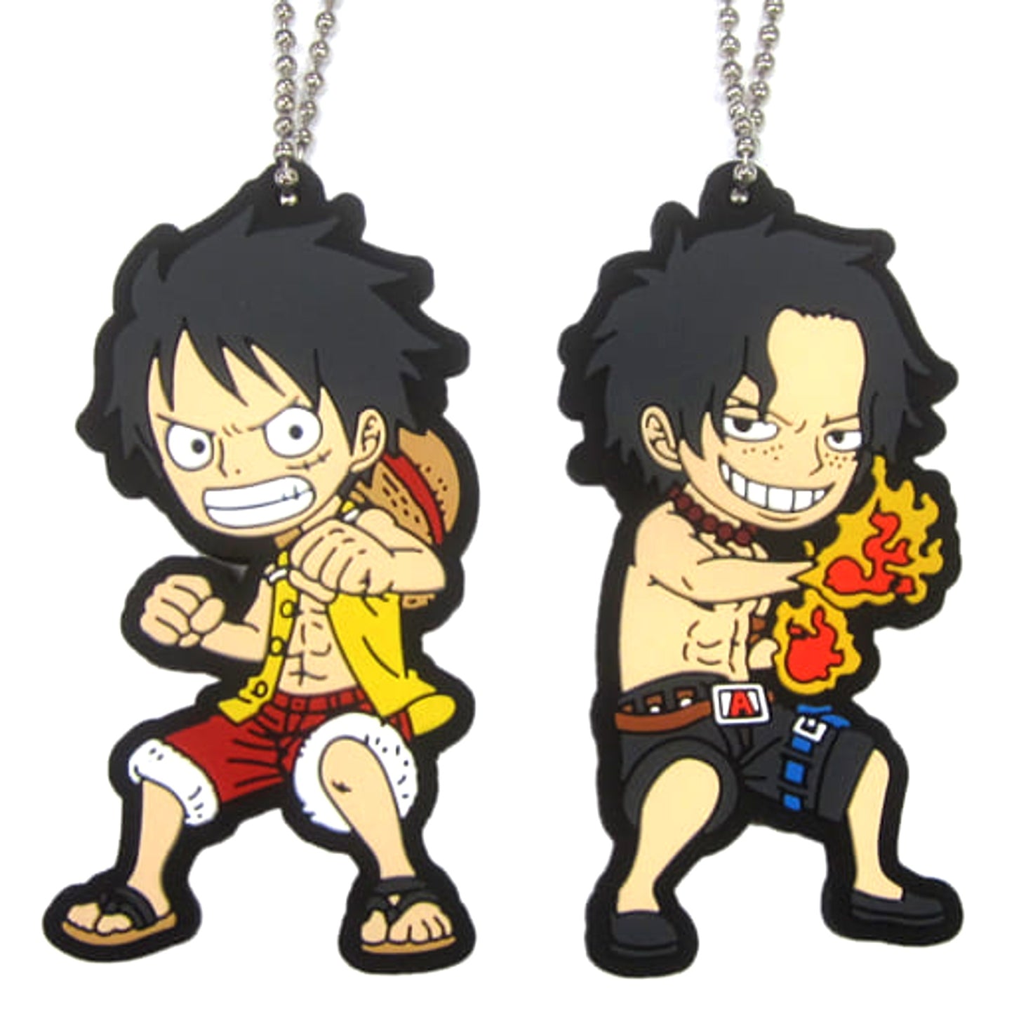 One Piece Luffy Ace Ichiban Kuji All Star Newly Drawn Rubber Mascot Set Prize N Keychains [USED]