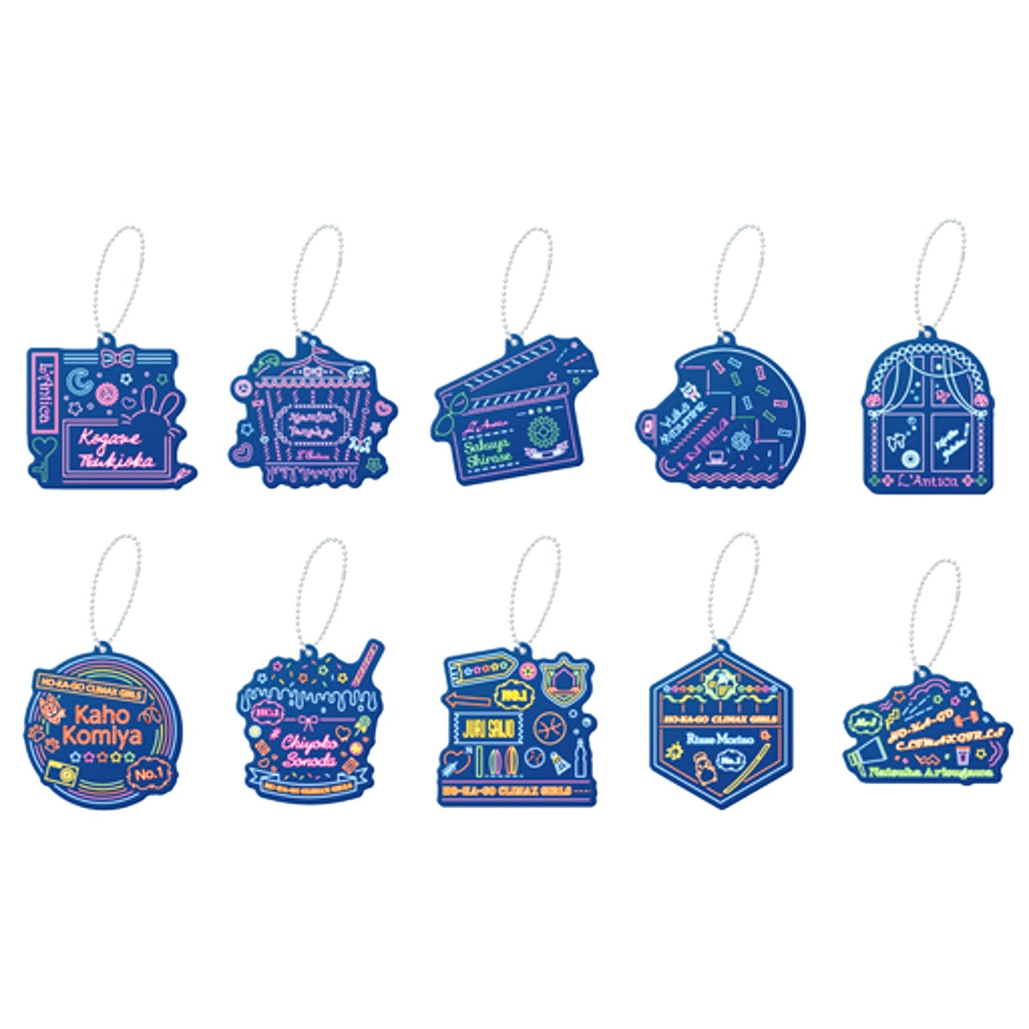 Set of 10 The Idolmaster Shiny Colors Neon Acrylic Keychain 2nd [USED]