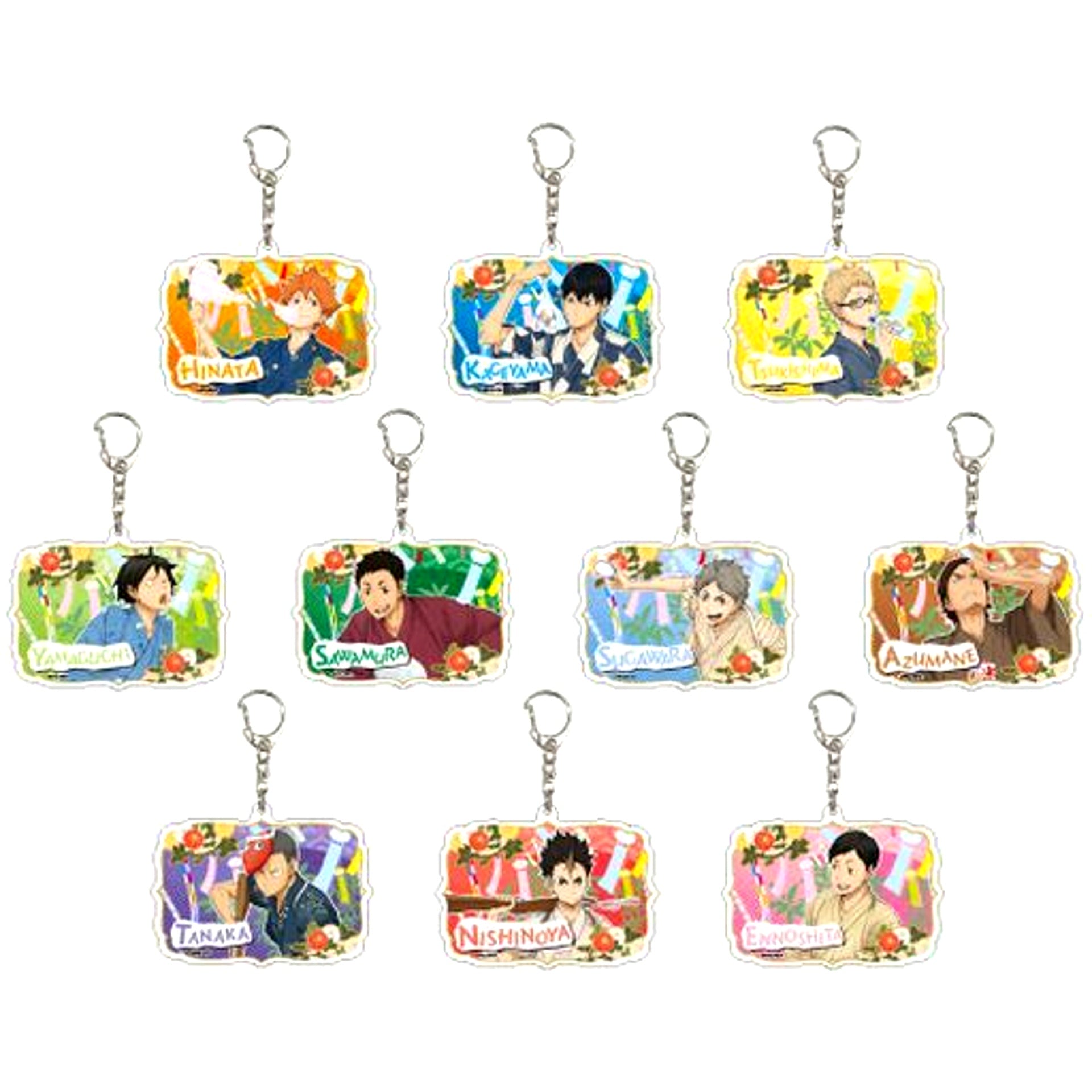 Set of 10 Haikyu!! 01 Yukata Ver. Acrylic Keychain [USED]