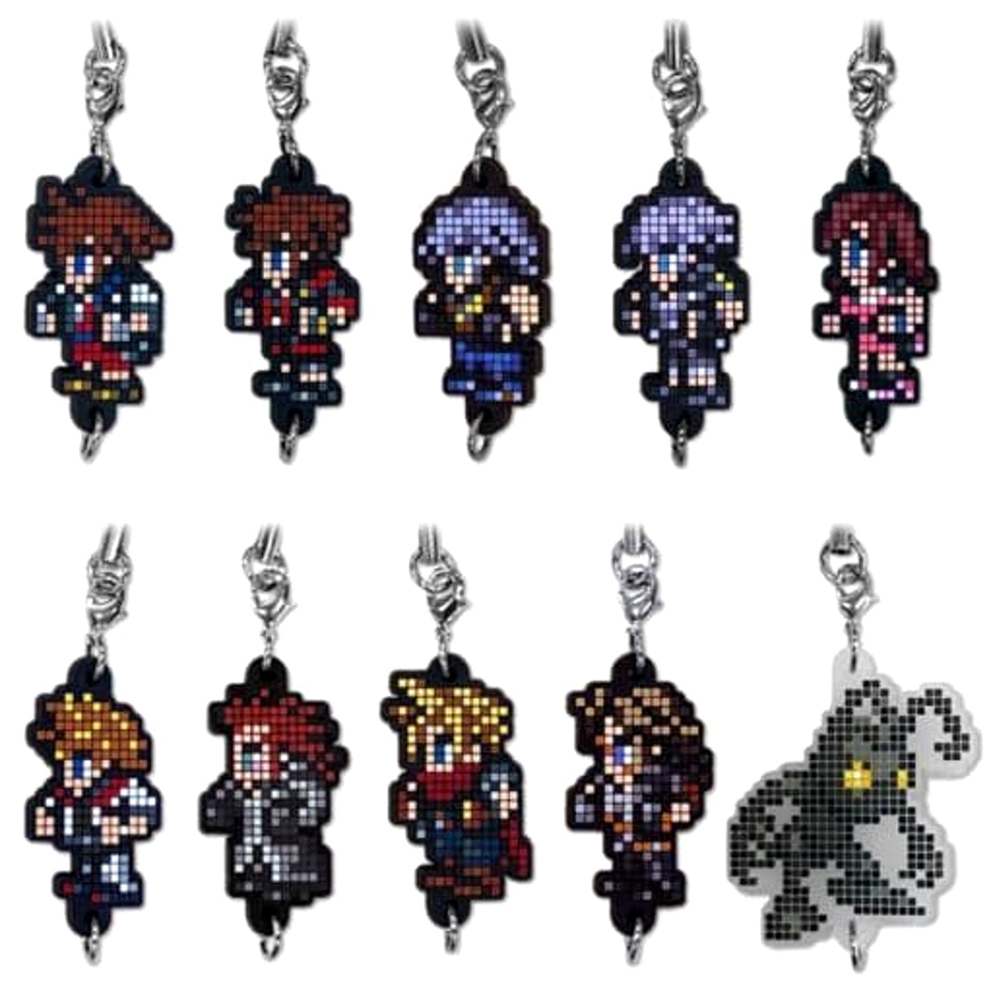 Kingdom Hearts Sora & Others All 10 Types Set Dot Rubber Strap Keychains [USED]