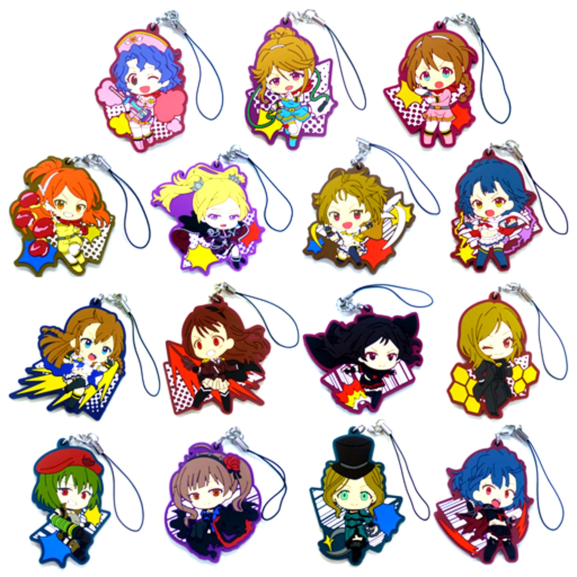Set of 15 The Idolm@ster Million Live! Idol Heroes Rising Rubber Strap [USED]