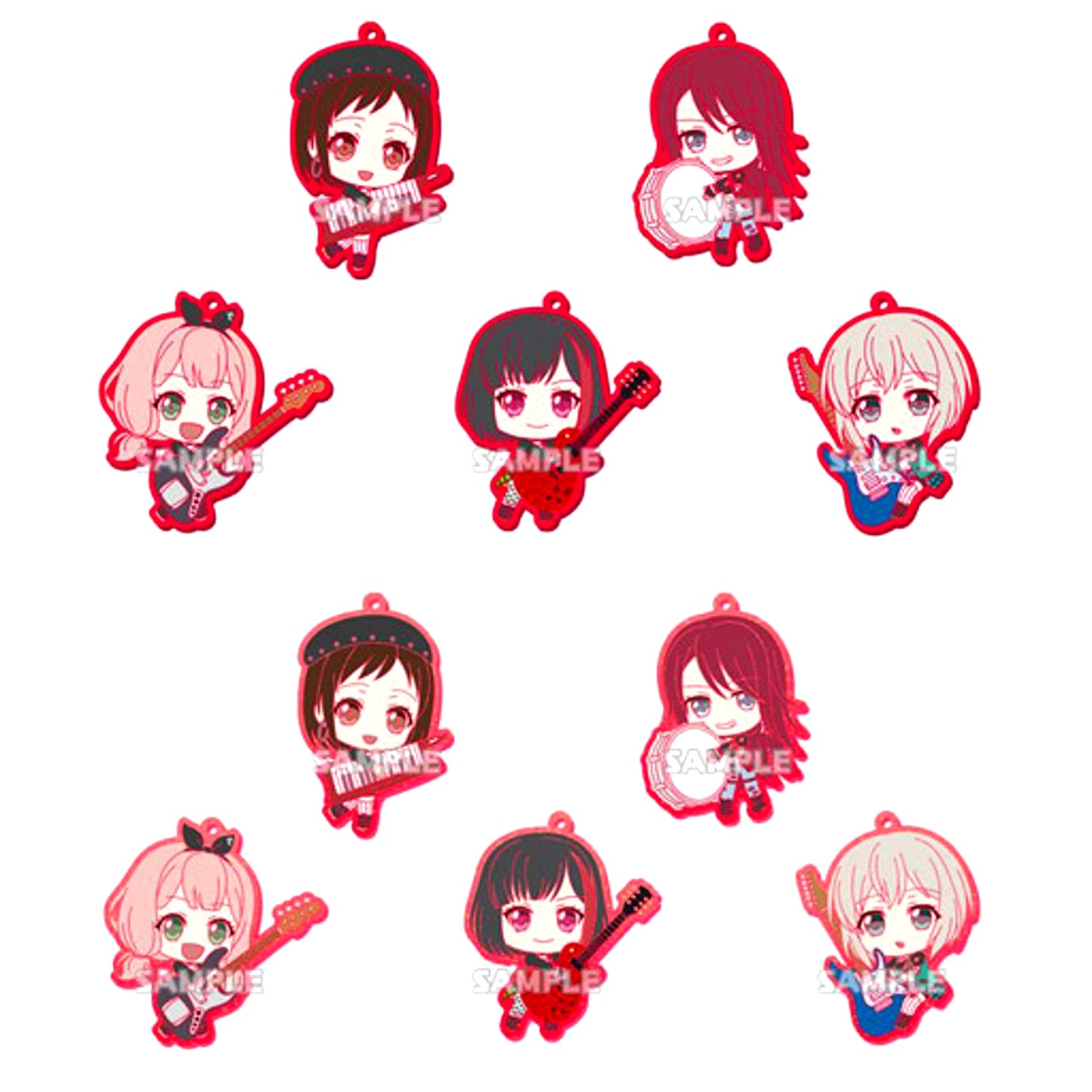 Set of 10 BanG Dream! Girls Band Party! Mugyutto Rubber Strap vol.2 Afterglow [USED]