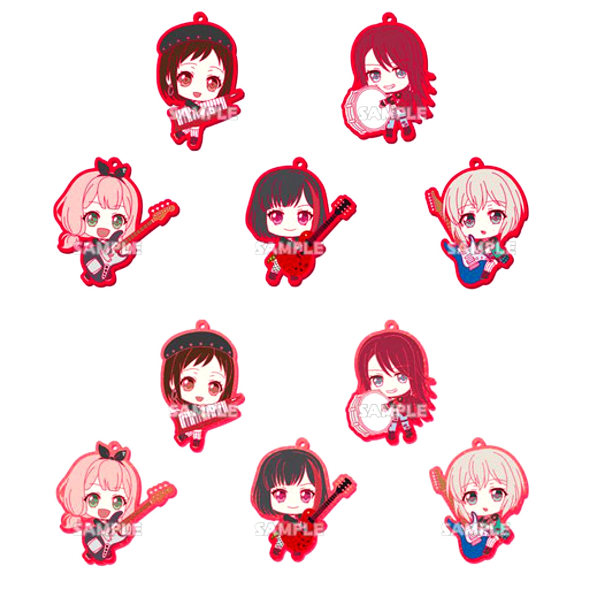 Set of 10 BanG Dream! Girls Band Party! Mugyutto Rubber Strap vol.2 Afterglow [USED]