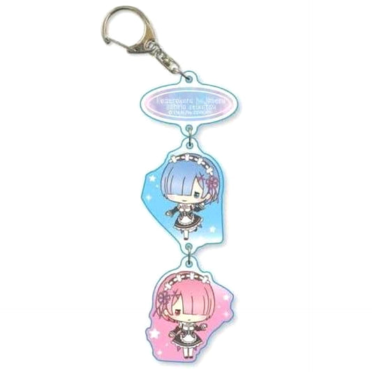 Re:ZERO -Starting Life in Another World- Rem Ram Triple Keychain Re:Zero x Sanrio Life Exclusive Keychains [USED]
