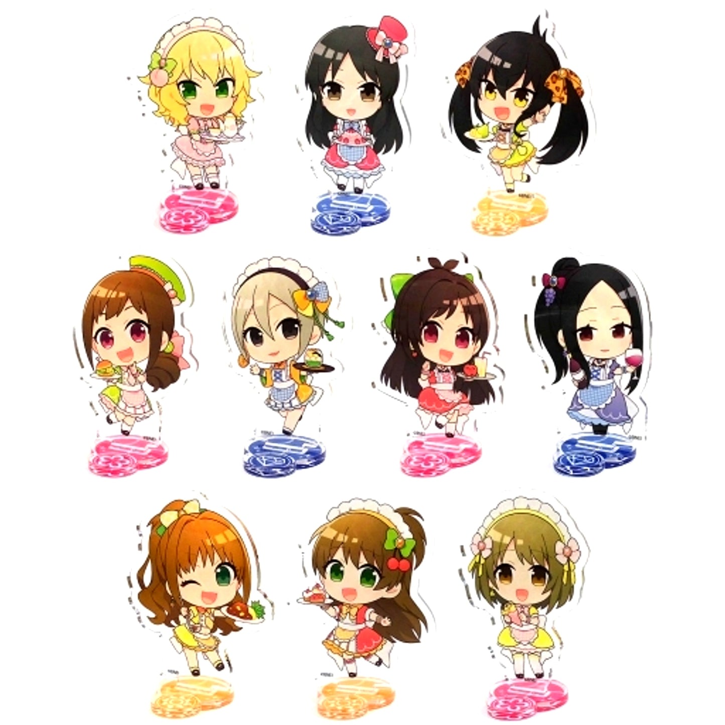 Set of 10 THE IDOLM@STER CINDERELLA GIRLS x SWEETS PARADISE Trading Acrylic Stand [USED]