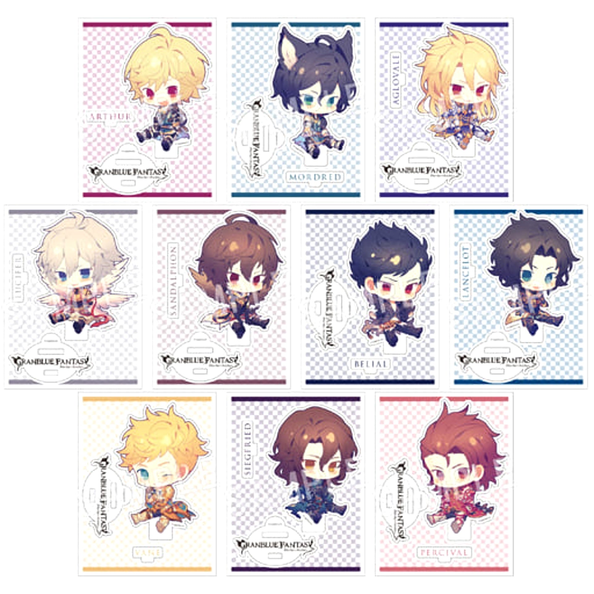 Granblue Fantasy Arthur & Others Trading Acrylic Keychain All 10 Types Set Acrylic Stands [USED]
