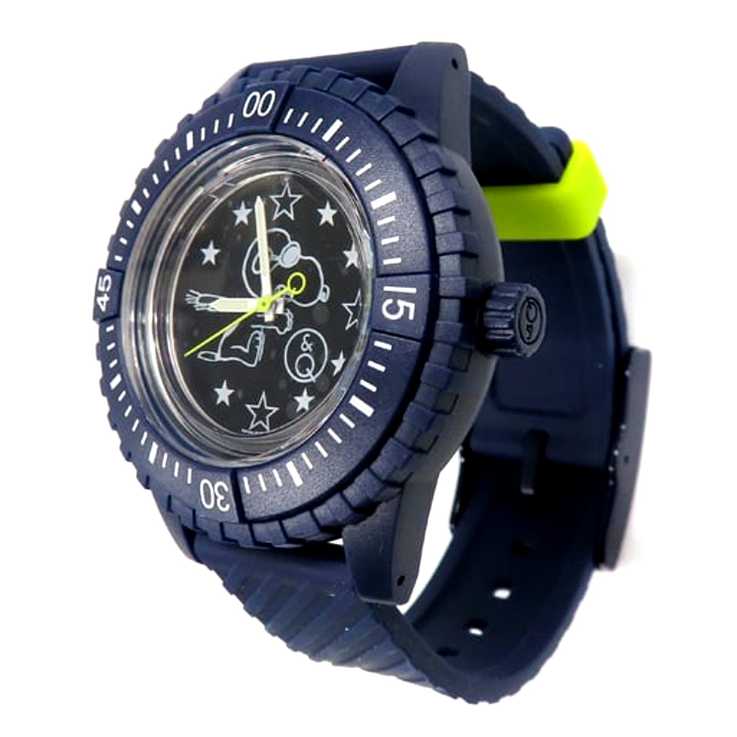 Snoopy Q&Q SmileSolar Wristwatch Navy Peanuts Snoopy Loppi Limited [USED]