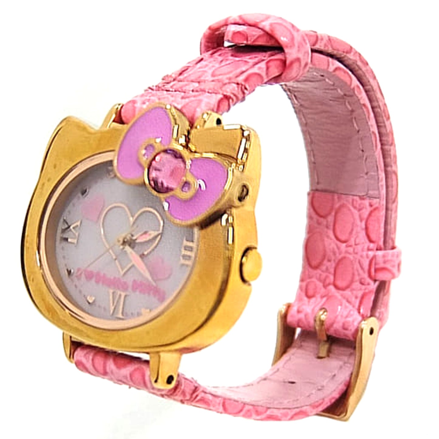 Sanrio Characters Hello Kitty Kao PGO Solar Watch Gold Pink [USED]