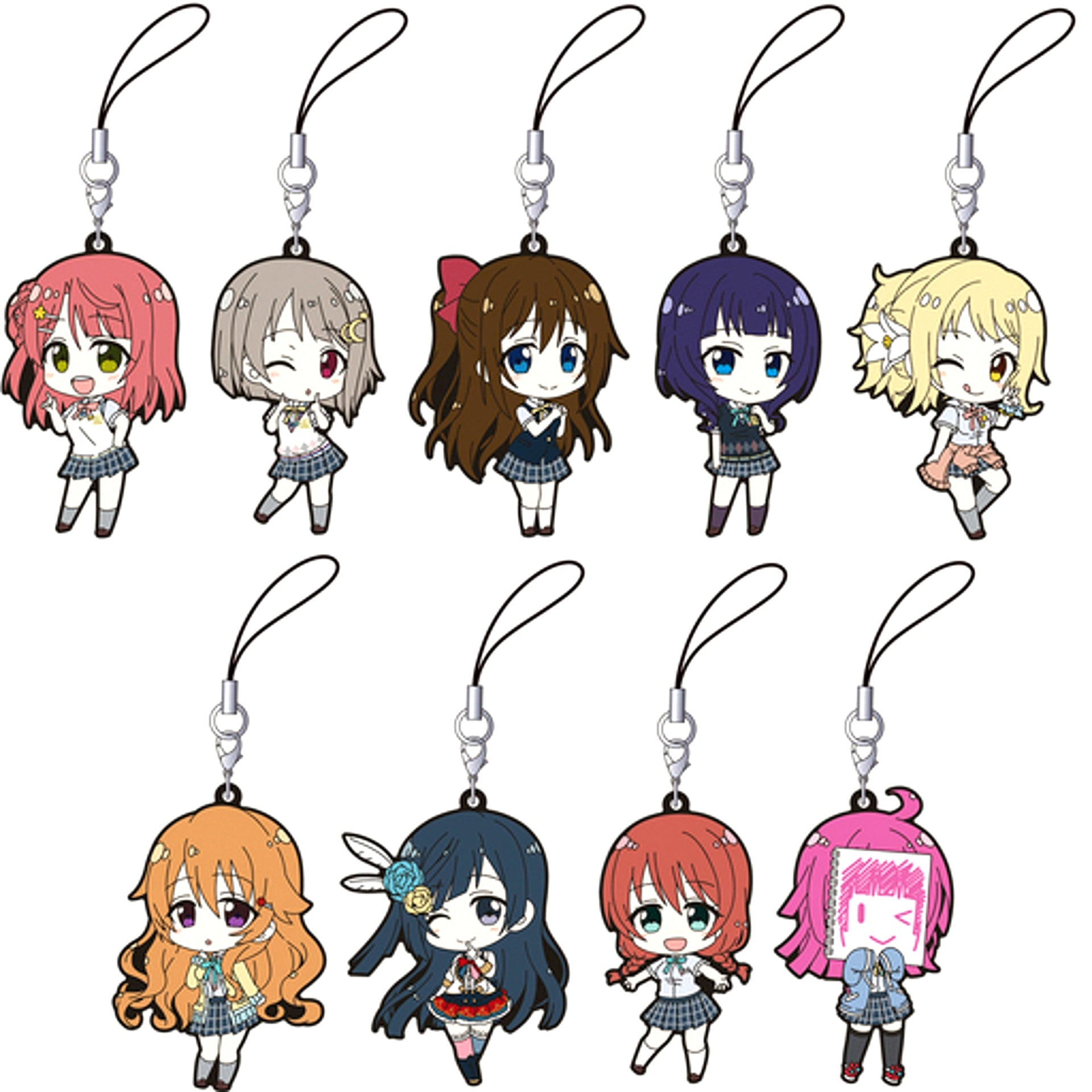 Set of 9 Love Live! Nijigasaki High School Idol Club Rubber Strap Collection Uniform Summer [USED]