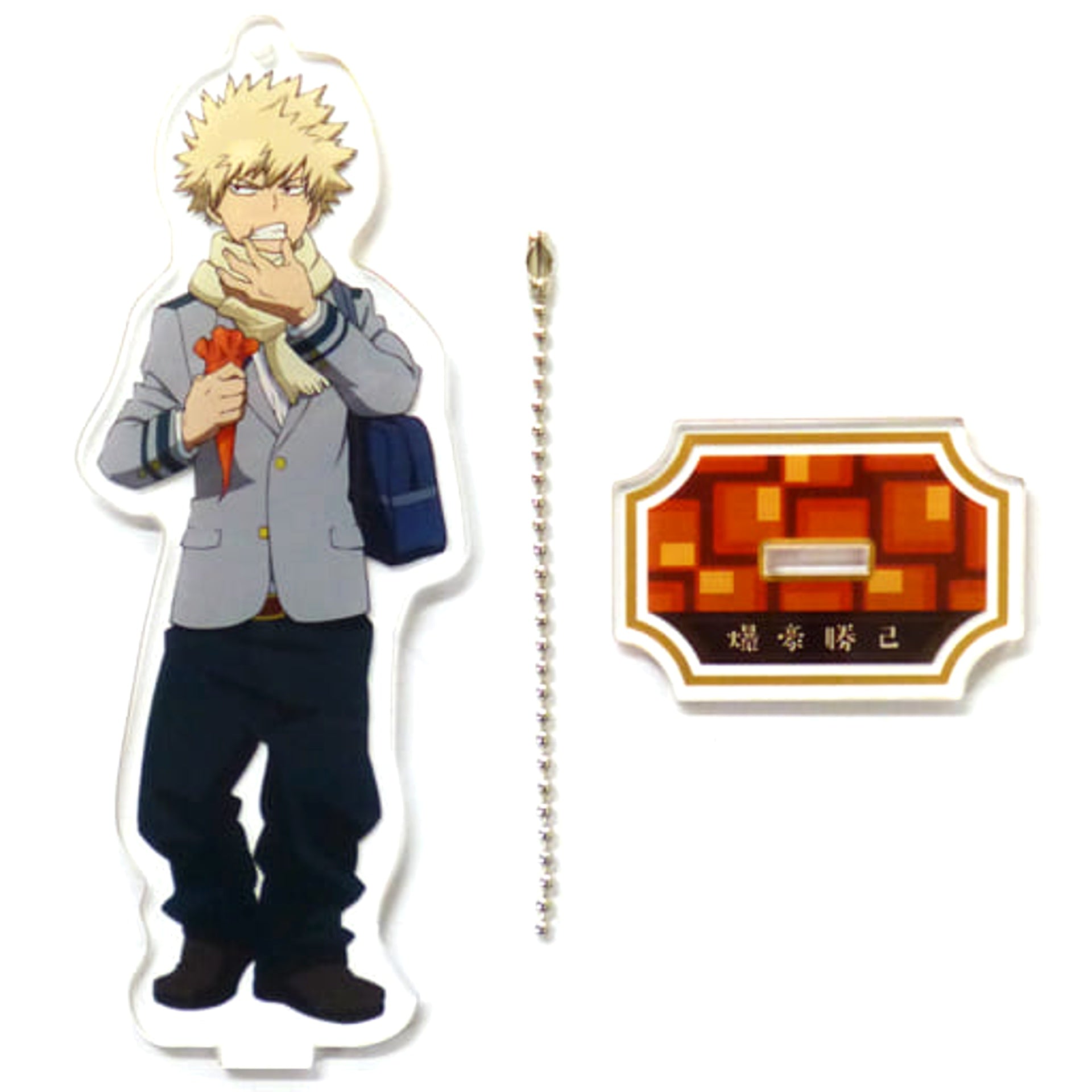 My Hero Academia Katsuki Bakugo Big Acrylic Keychain with Stand Dagashi Ver. Sega Collaboration Cafe Limited Keychains [USED]