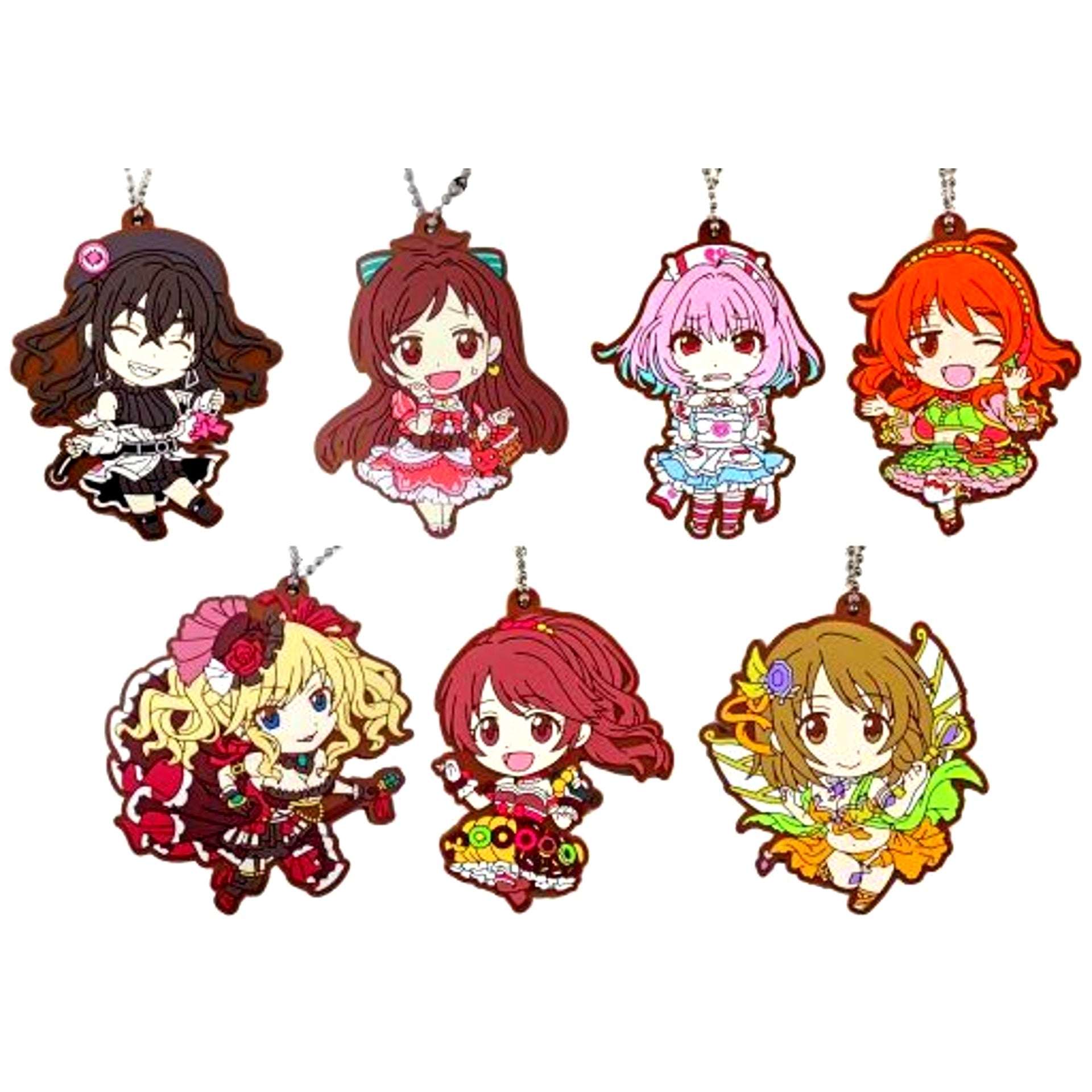 Set of 7 The Idolmaster Cinderella Girls Capsule Rubber Mascot 9 [USED]
