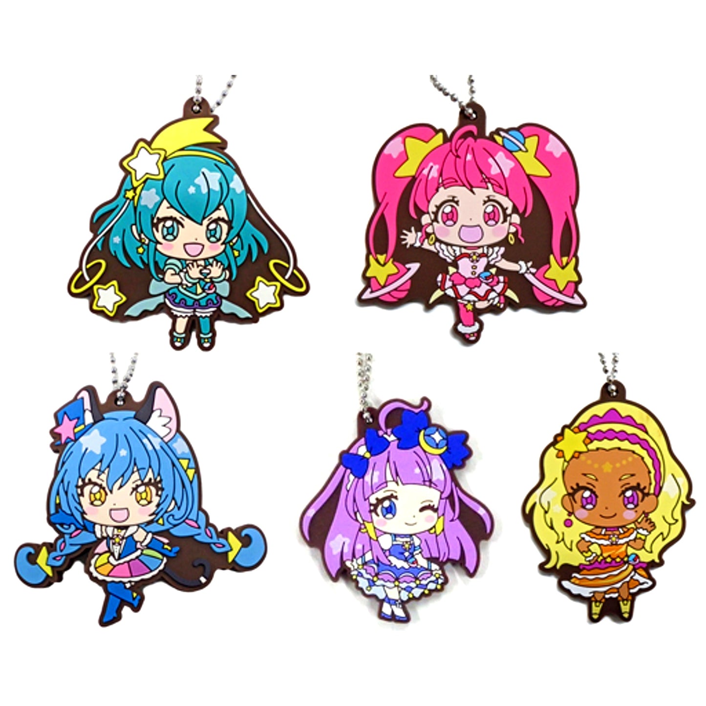 Set of 5 Rubber Mascot B Prize Gashapon Kuji Star Twinkle Pretty Cure Assort [USED]
