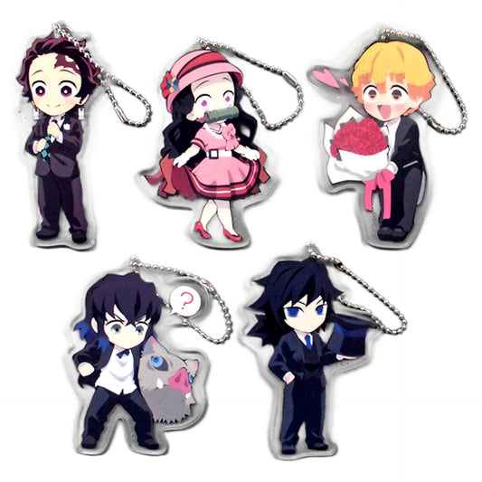 Demon Slayer: Kimetsu no Yaiba Tanjiro Kamado & Others SD Trading Acrylic Charms Special Event Kimetsu no Utage Limited All 5 Types Set Keychains [USED]