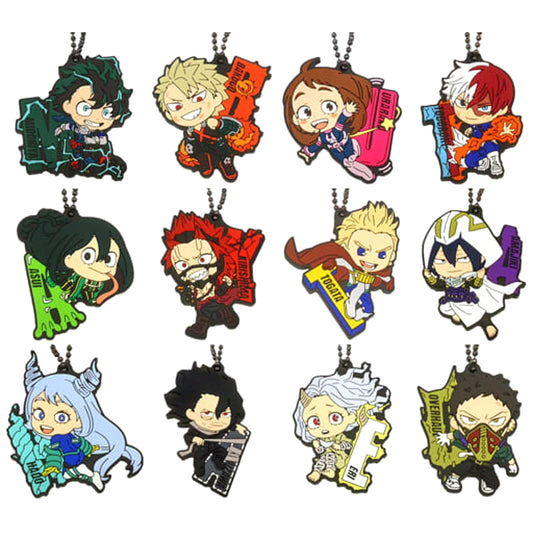 My Hero Academia Katsuki Bakugo & Others Ichiban Kuji Boy Meets... Rubber Ball Chain Keychain Kyun Chara Illustrations Prize G All 12 Types Set Keychains [USED]