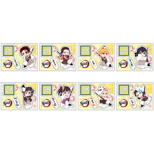 Set of 8 Demon Slayer Trading Acrylic Stand Kakizome Ver. Type-A [USED]