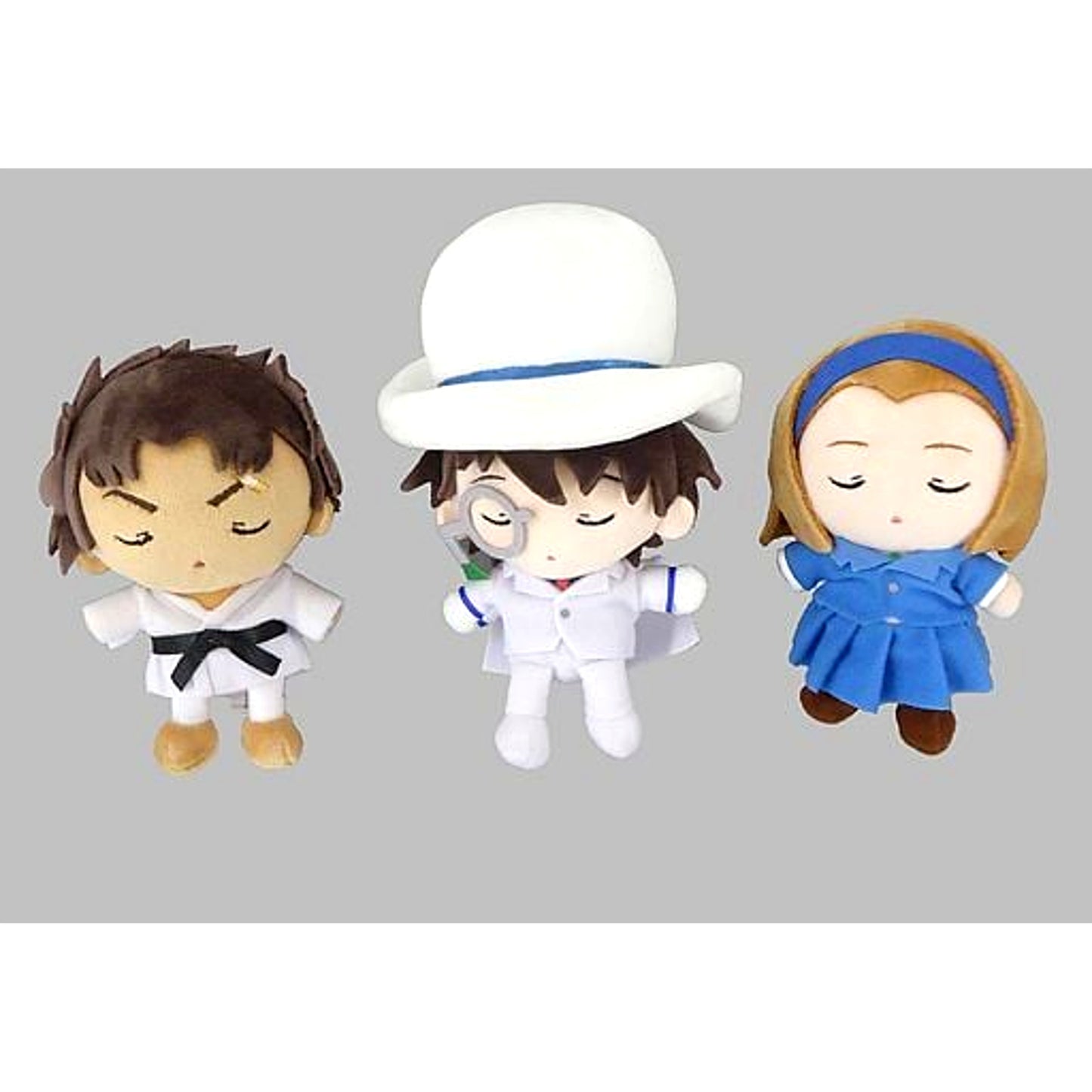 Set of 3 Kaito Kid Makoto Kyogoku Sonoko Suzuki Detective Conan Sitting Plush Mascot The Fist of Blue Sapphire Ver Weekly Shonen Sunday Applicant Service [USED]