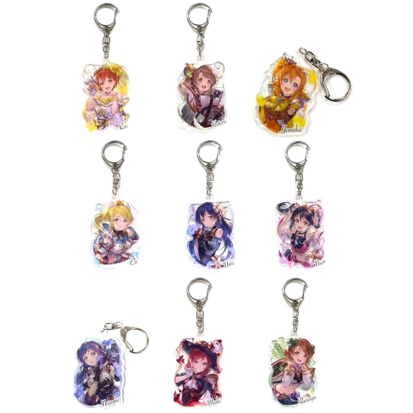 Set of 9 GRANBLUE FANTASY x Love Live Acrylic Keychain Premium Shop Limited [USED]