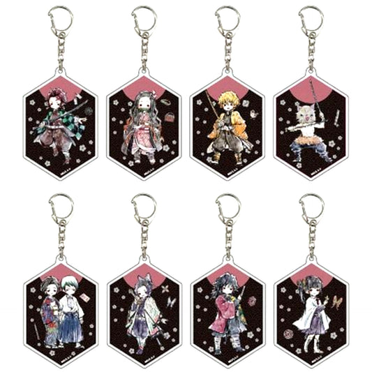 Set of 8 Demon Slayer: Kimetsu no Yaiba Acrylic Keychain 01. GraffArt Design [USED]