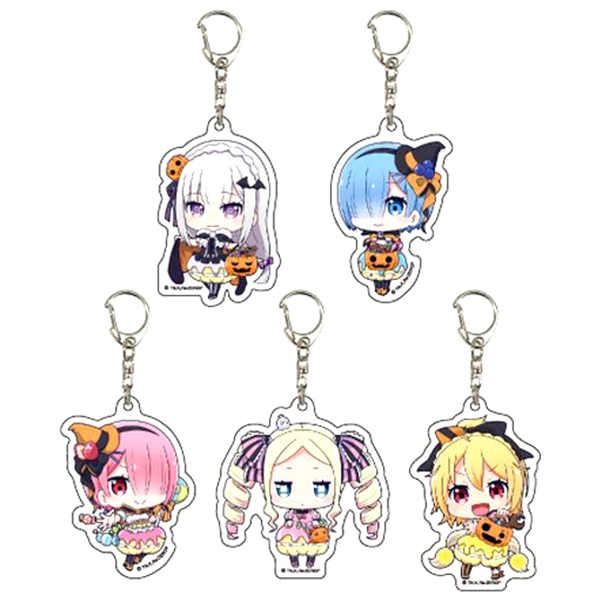 Set of 5 Re:ZERO -Starting Life in Another World- Mini Character Acrylic Keychain 02. Halloween Ver. [USED]