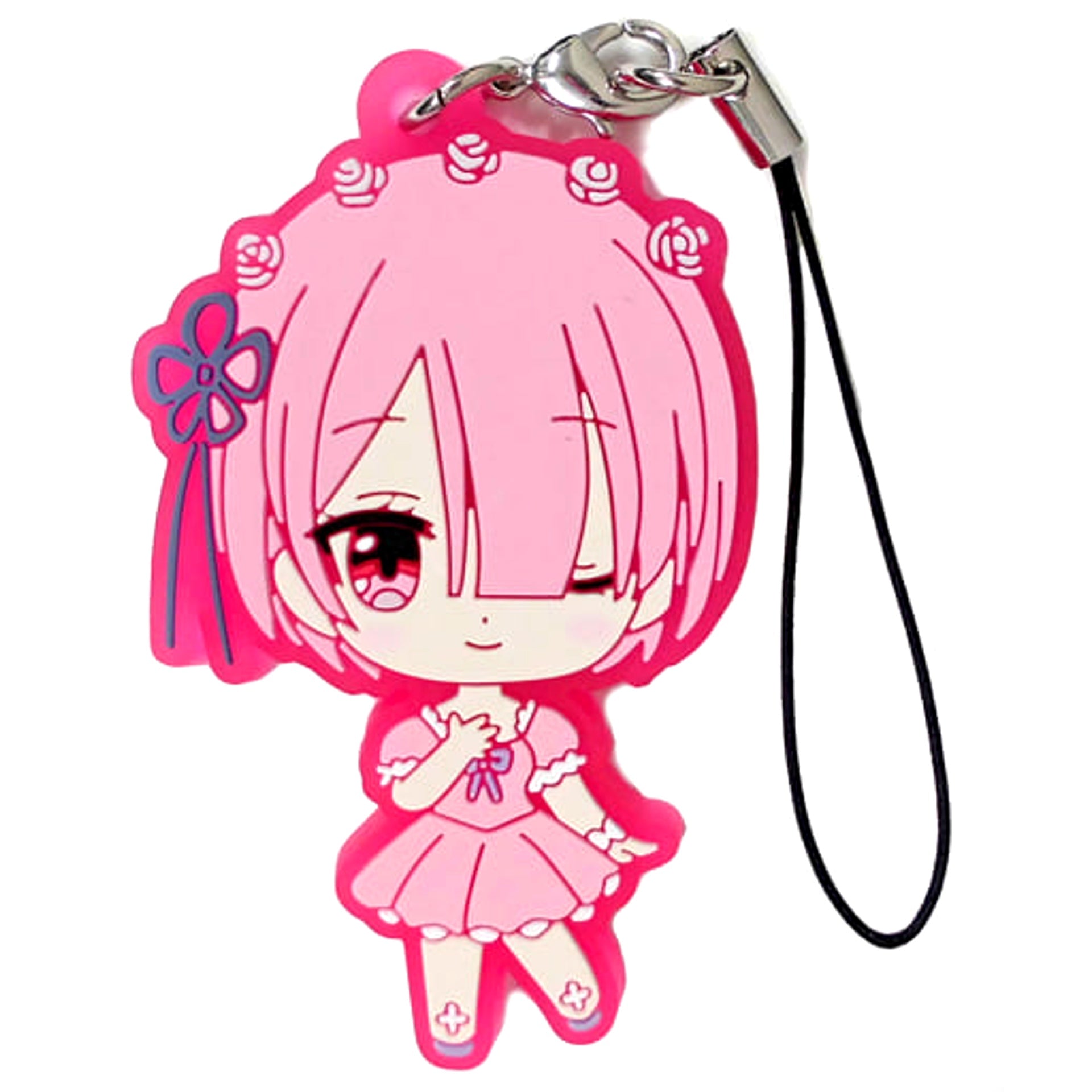 Re:ZERO -Starting Life in Another World- Ram Dress Ver. Ram to Rem ga Ippai Capsule Rubber Strap Keychains [USED]