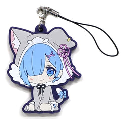 Re:ZERO -Starting Life in Another World- The Frozen Bond Rem Sitting Trading Rubber Strap Covered with Cats Ver. Theater Limited Keychains [USED]