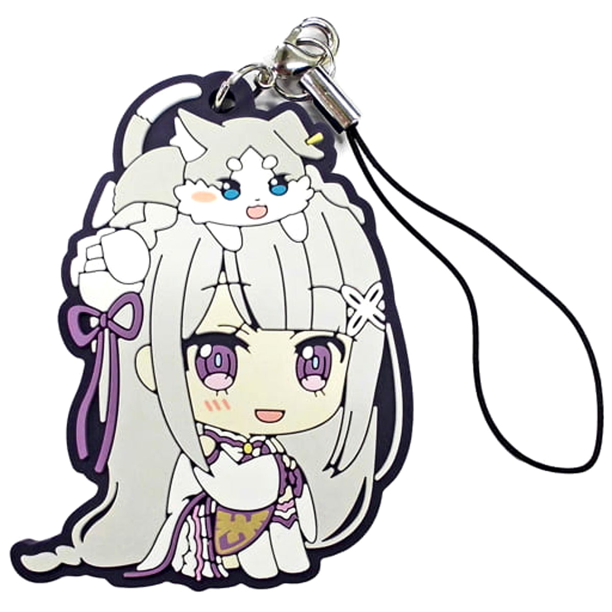 Re:ZERO -Starting Life in Another World- The Frozen Bond Emilia Pack Trading Rubber Strap Covered with Cats Ver. Theater Limited Keychains [USED]