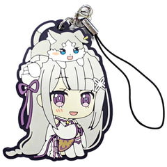 Re:ZERO -Starting Life in Another World- The Frozen Bond Emilia Pack Trading Rubber Strap Covered with Cats Ver. Theater Limited Keychains [USED]