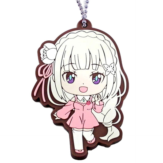 Re:ZERO -Starting Life in Another World- Emilia A Pink Gashapon Kuji Assort Emilia Selection Rubber Mascot Prize B Keychains [USED]