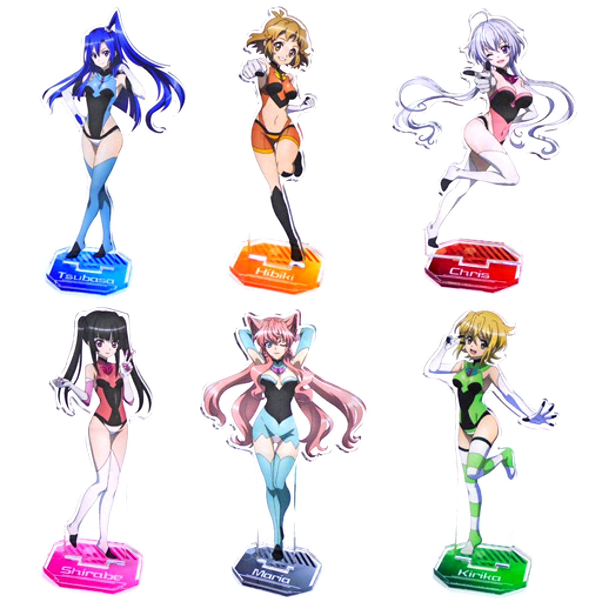 Set of 6 Acrylic Stand Senki Zesshou Symphogear XV Chara Fuku Kuji C Prize [USED]