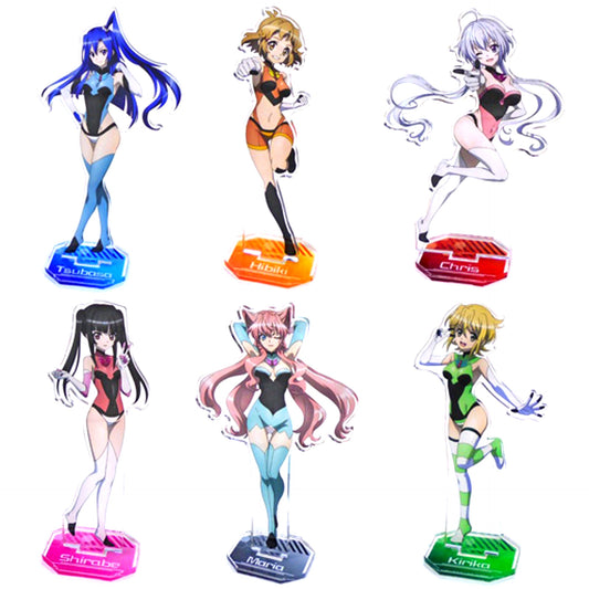 Set of 6 Acrylic Stand Senki Zesshou Symphogear XV Chara Fuku Kuji C Prize [USED]