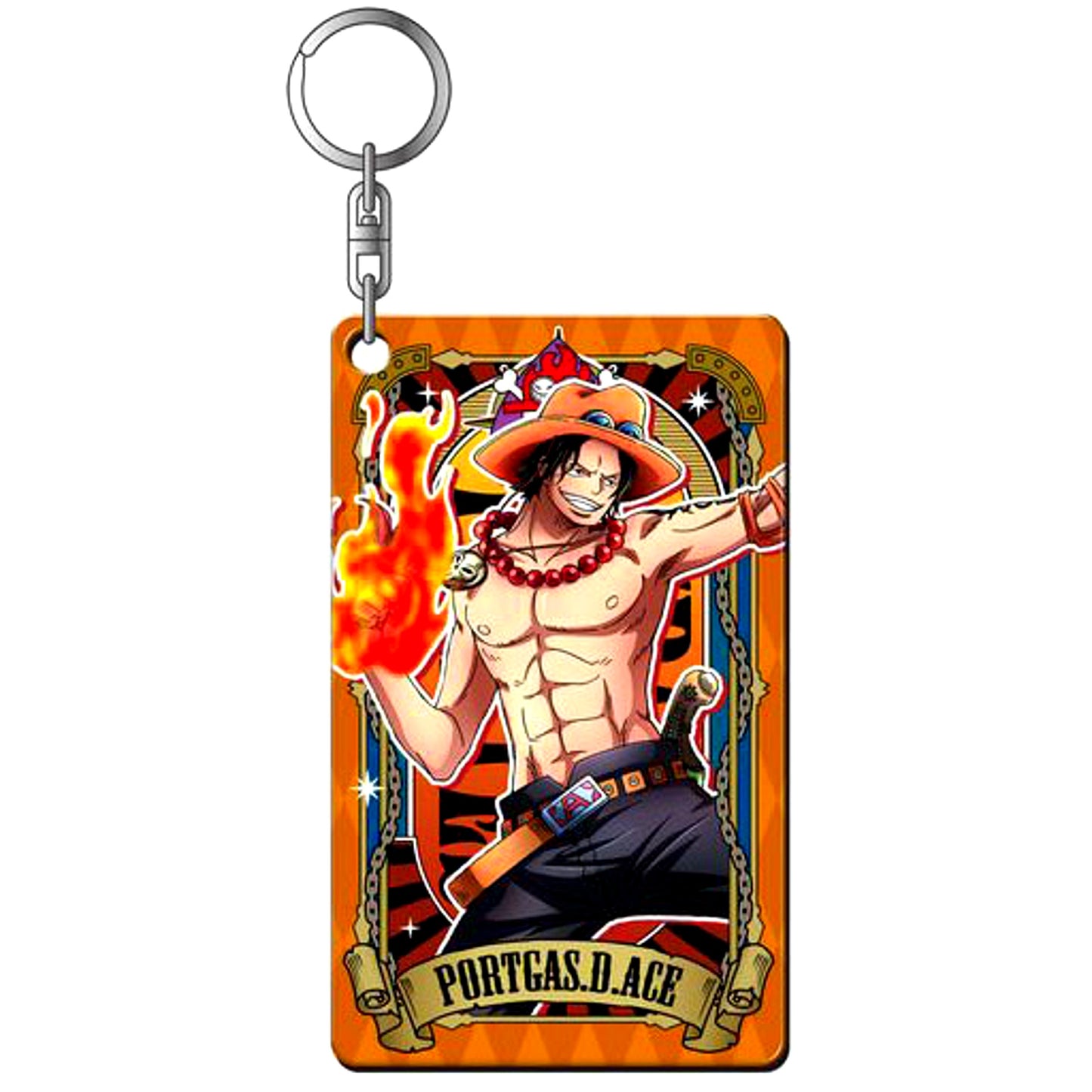 Portgas D. Ace Spade Pirates One Piece Ultimate Crew Hologram Plate Keychain [USED]