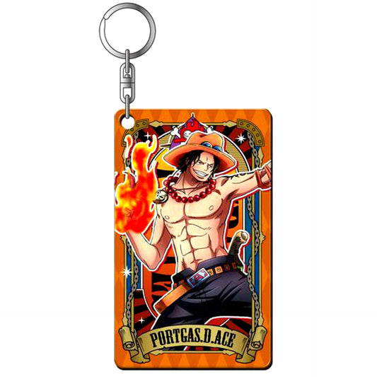 Portgas D. Ace Spade Pirates One Piece Ultimate Crew Hologram Plate Keychain [USED]