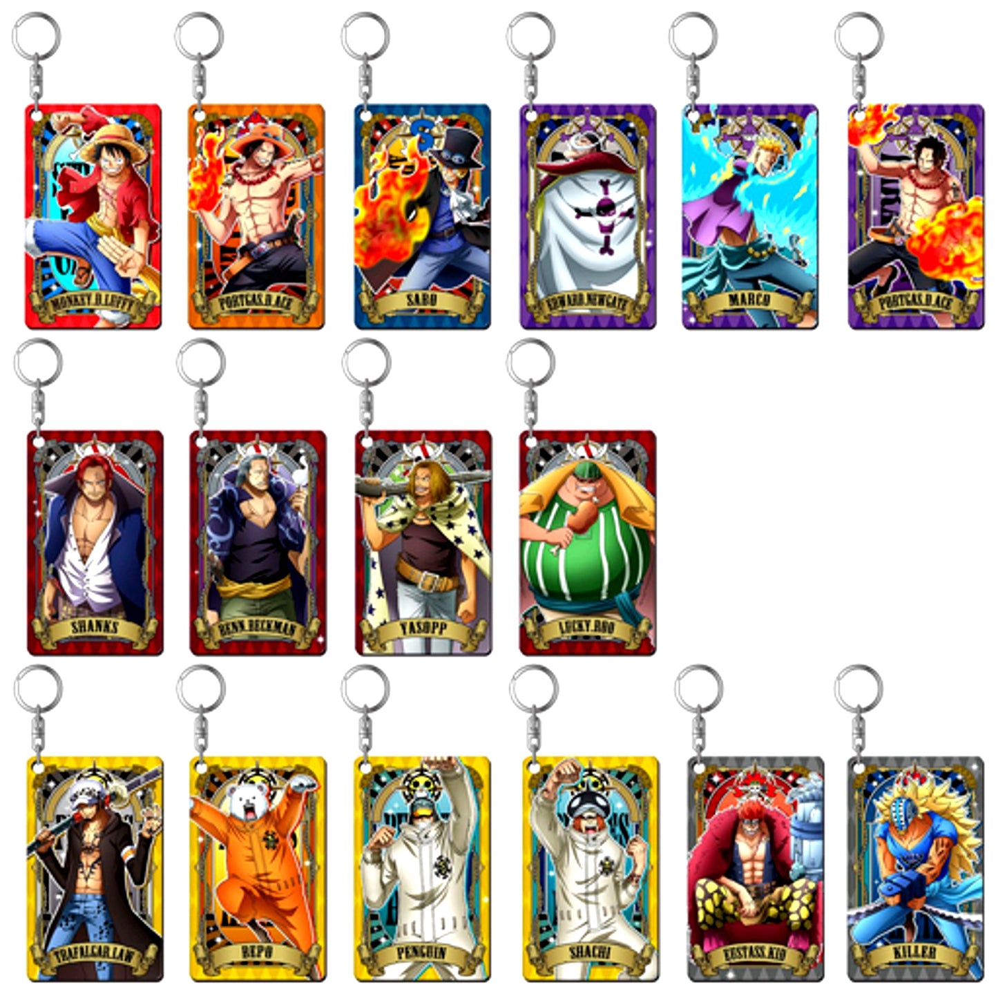 Set of 16 One Piece Ultimate Crew Hologram Plate Keychain [USED]