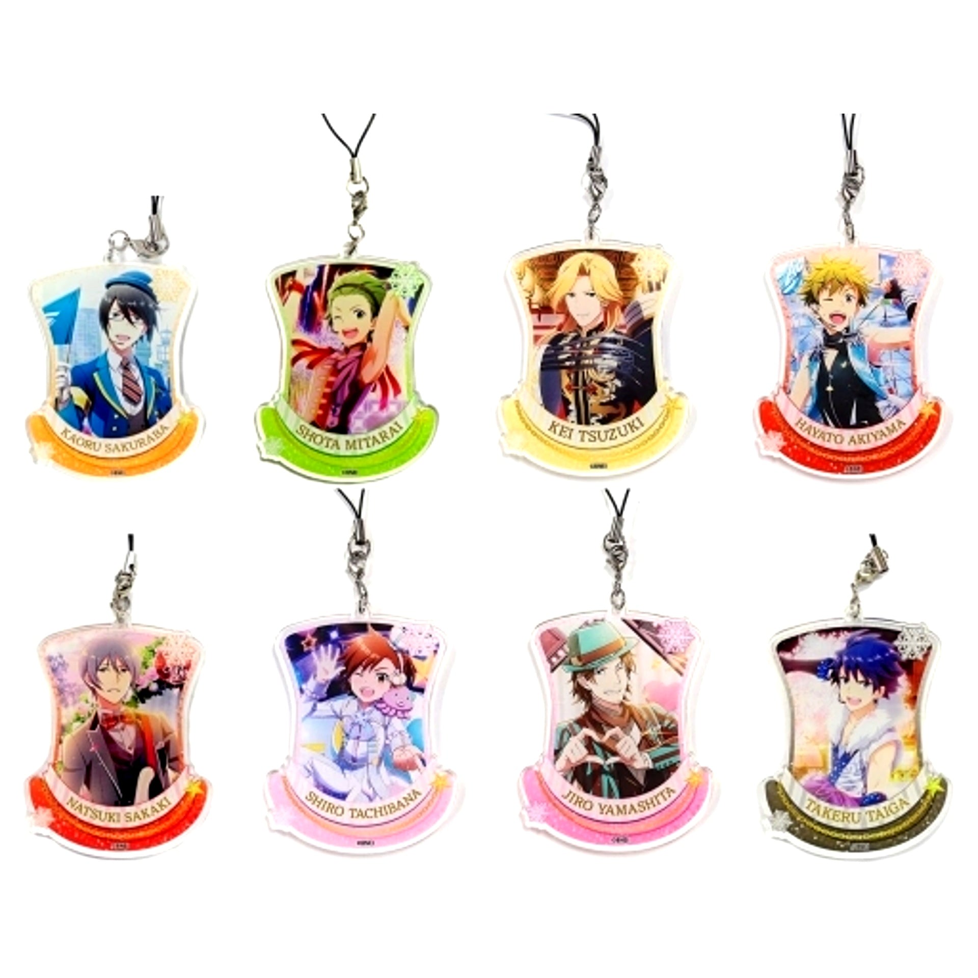 Set of 8 The Idolm@ster SideM Trading Acrylic Strap Vol.2 B The Idolm@ster x Tokyu Hands Limited [USED]