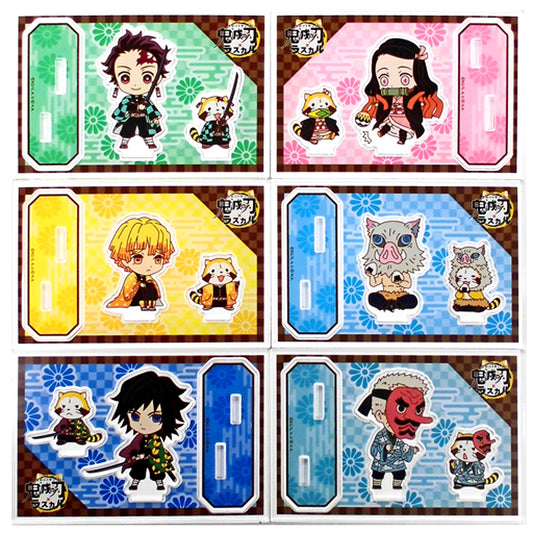 Set of 6 Demon Slayer: Kimetsu no Yaiba x Rascal the Raccoon Acrylic Stand [USED]
