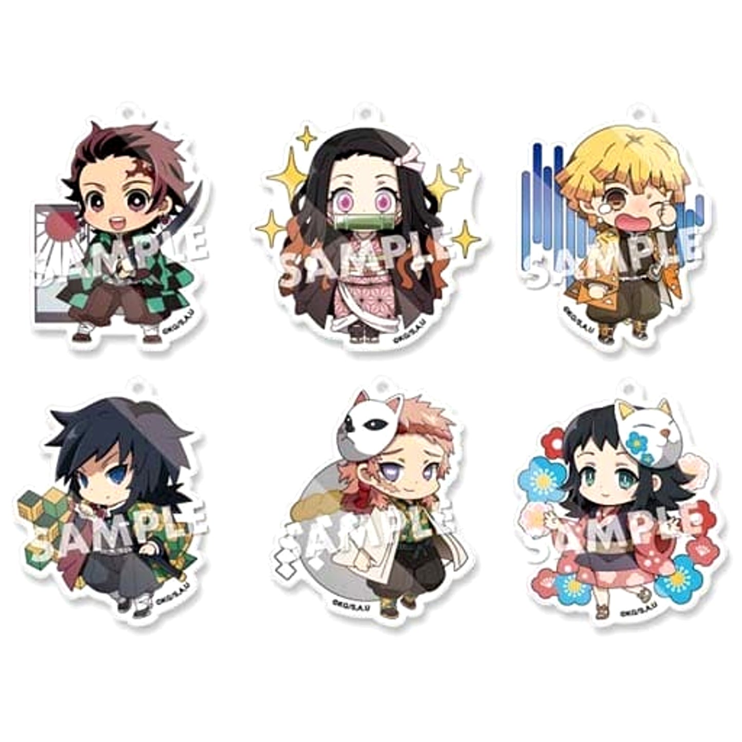 Demon Slayer: Kimetsu no Yaiba Zenitsu Agatsuma & Others Eformed Decotto! Acrylic Ball Chain Part 1 All 6 Types Set Keychains [USED]
