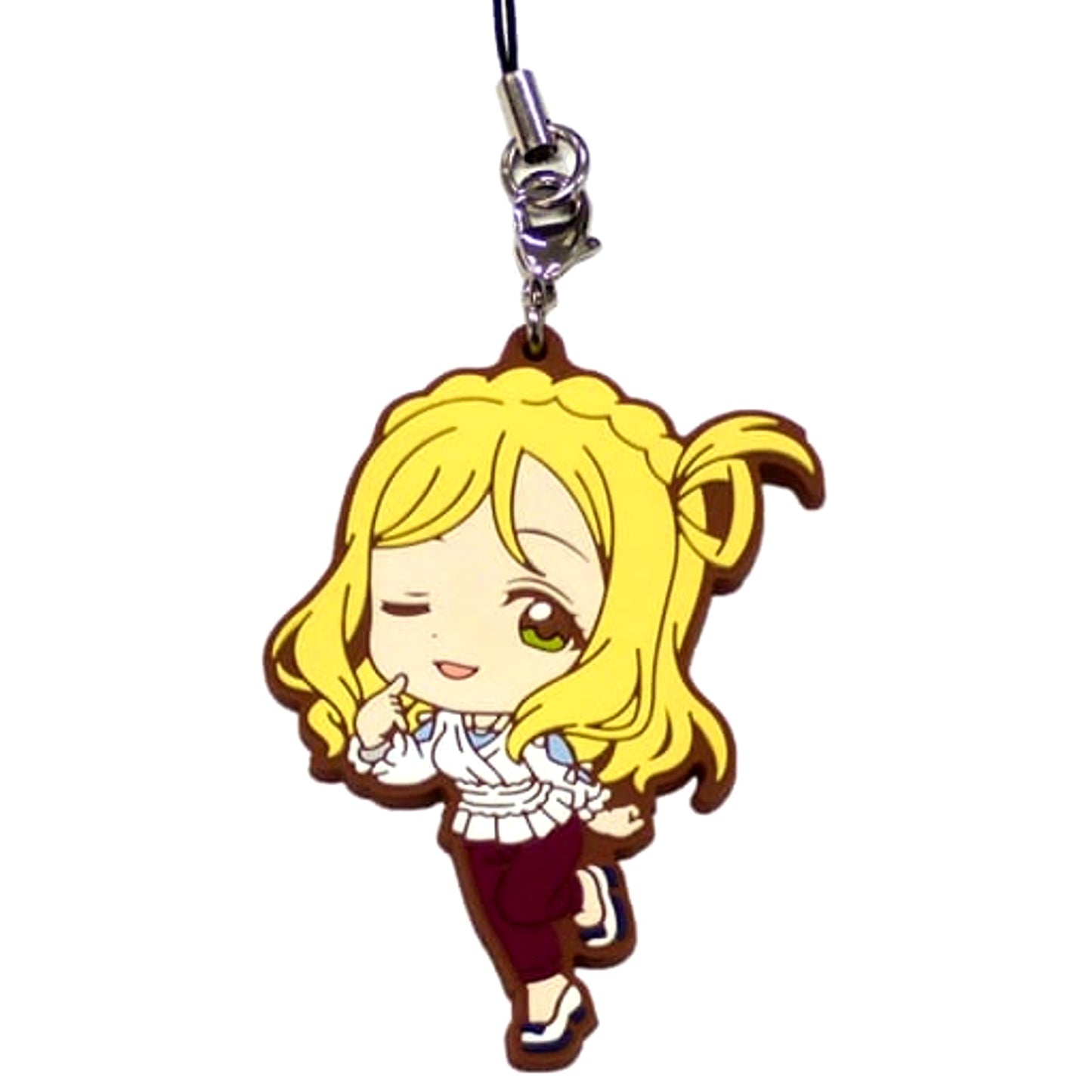 Love Live! Sunshine!! Mari Ohara Movie Casual Outfit Ver. Ichiban Kuji Aqours Haregi Collection Rubber Charm Kyunchara Illustrations Prize N [USED]