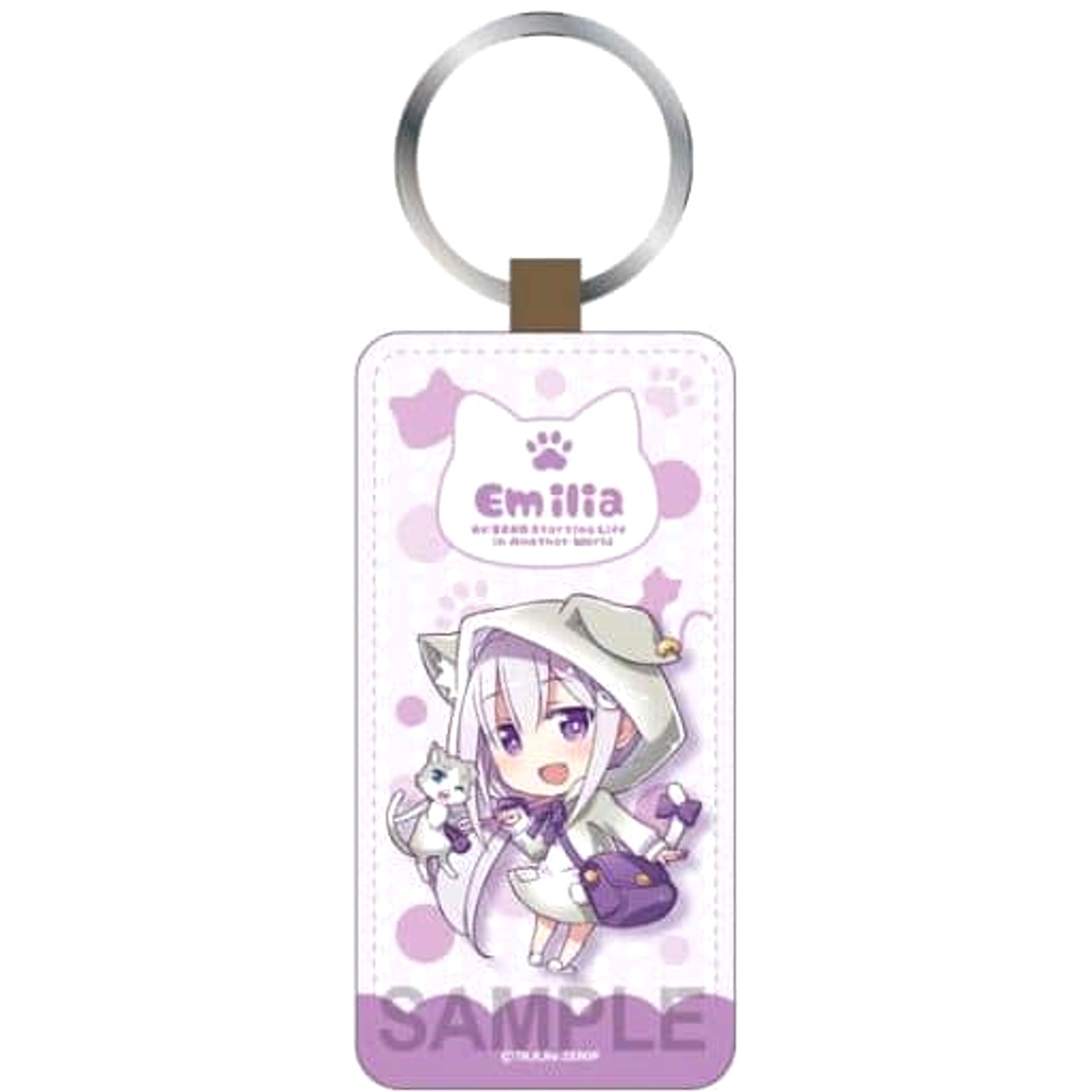 Re:ZERO -Starting Life in Another World- Emilia Cat-Eared Dress Version Leather Keychain Keychains [USED]